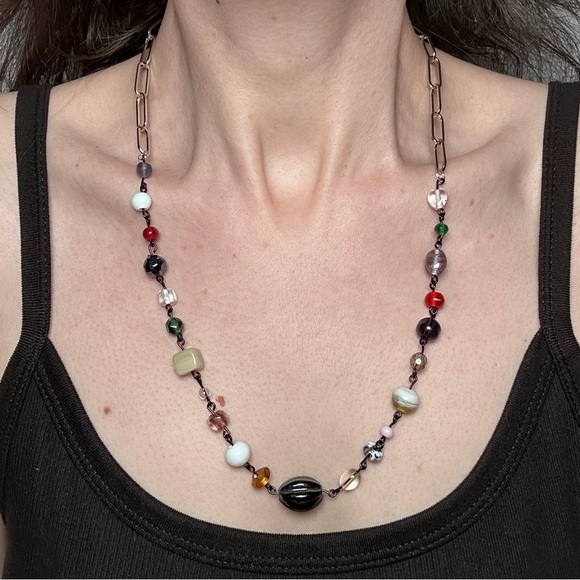Multi color glass bead necklace handmade - Picture 1 of 4